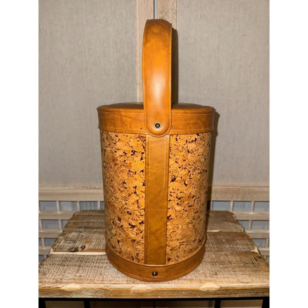 Georges Briard Vintage Mid Century Cork Leather Trim Ice Bucket